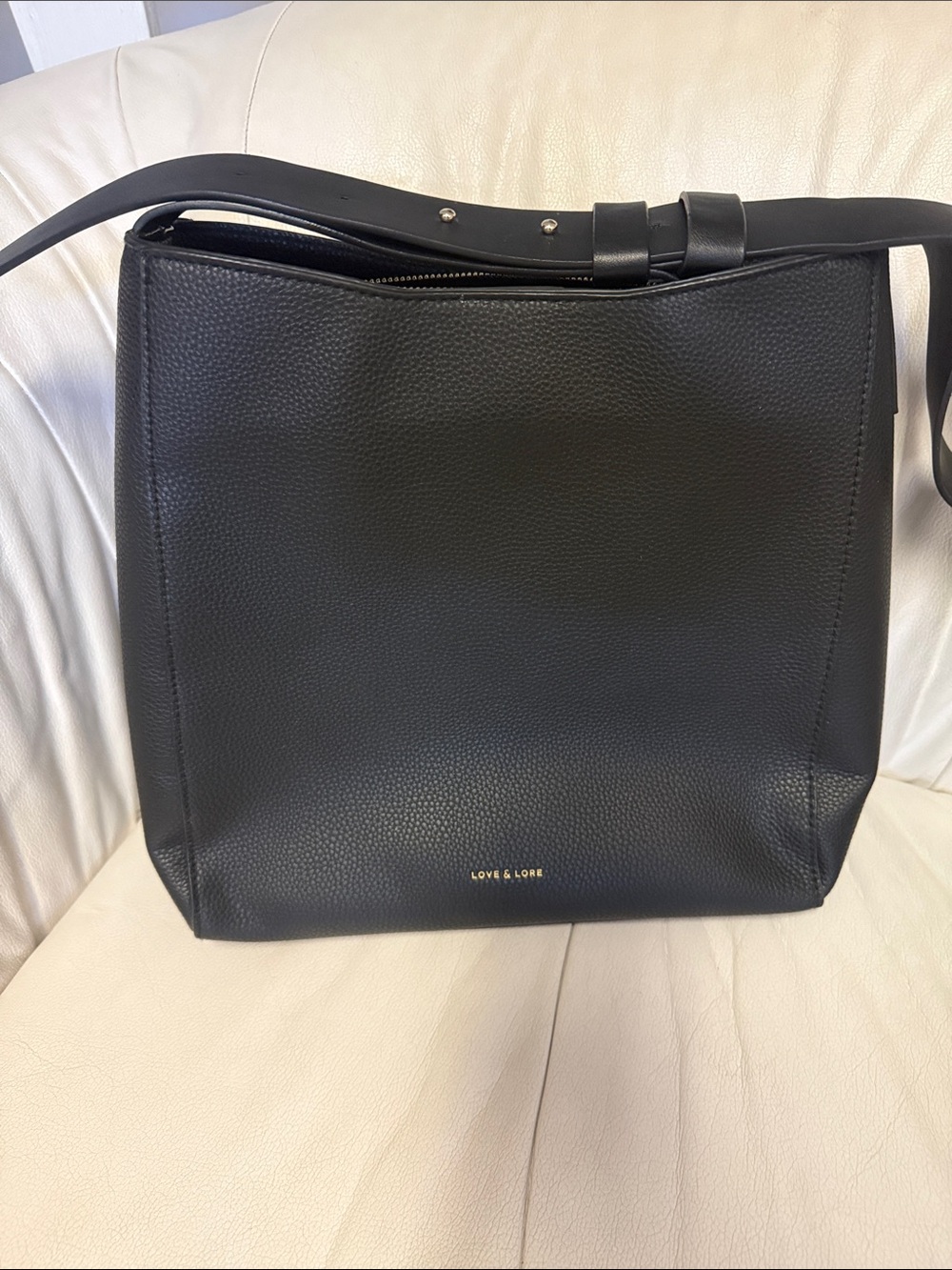 Love & Lore Black Pebbled Leather Shoulder Tote
